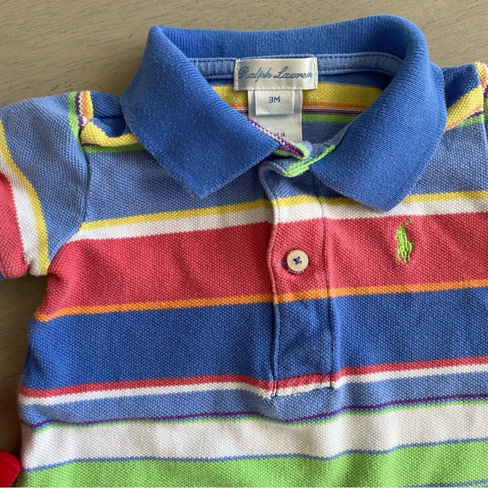 Polo Ralph Lauren Baby Romper Bundle Size 3M – Red Logo + Striped - Picture 6 of 6